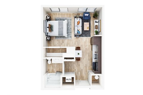 Floor plan for studio, 1 bath, 560 sqft